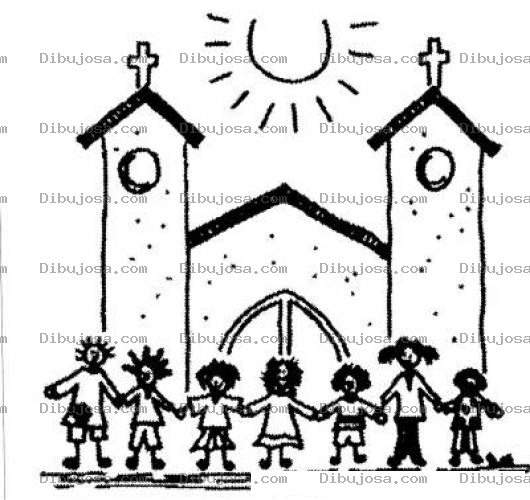 Dibujo para colorear Dibujo De Ninos En La Iglesia Para Pintar Y Colorear