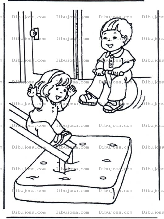Dibujo para colorear Resbaladero Con Colchon Para Colorear
