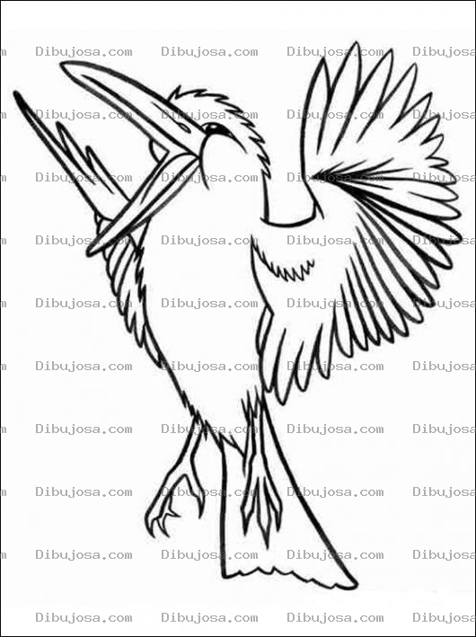 Dibujo para colorear Dibujo De Pajarito Feliz Con El Pico Abierto Para Pintar Y Colorear