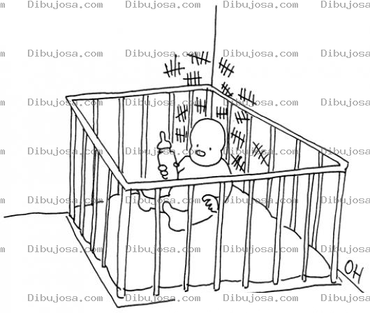 Dibujo para colorear Bebe Preso Dibujo De Bebe Encarcelado En Su Cuna Contando Los Dias Para Salir Del Corrar Para Pintar Y Colorear