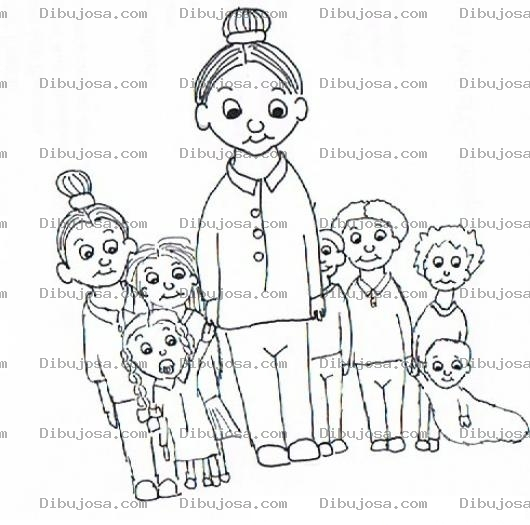 Dibujo para colorear Mama Con 7 Hijos Para Pintar Y Colorear