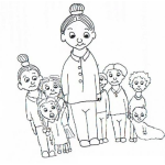 Dibujo para colorear Mama Con 7 Hijos Para Pintar Y Colorear