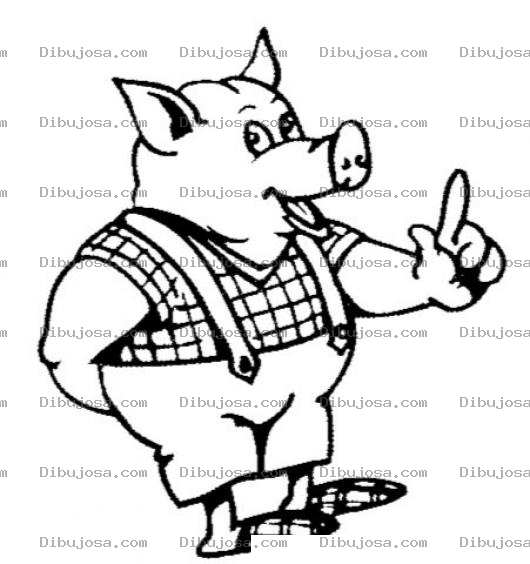 Dibujo para colorear Dibujo De Cerdito Levantando El Dedo Pidiendo La Palabra Para Hablar