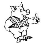 Dibujo para colorear Dibujo De Cerdito Levantando El Dedo Pidiendo La Palabra Para Hablar