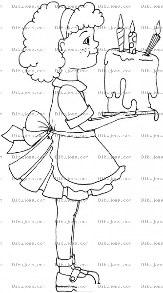 Dibujo para colorear Dibujo De Una Nina Colocha Con Un Pastel De 3 Velas Para Pintar Y Colorear Pastelito De 3 Anos
