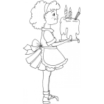 Dibujo para colorear Dibujo De Una Nina Colocha Con Un Pastel De 3 Velas Para Pintar Y Colorear Pastelito De 3 Anos