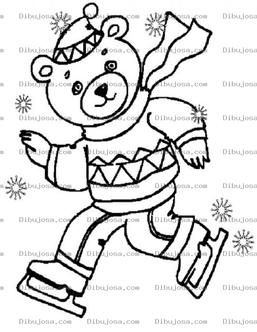 Dibujo para colorear Colorear Osito Patinando