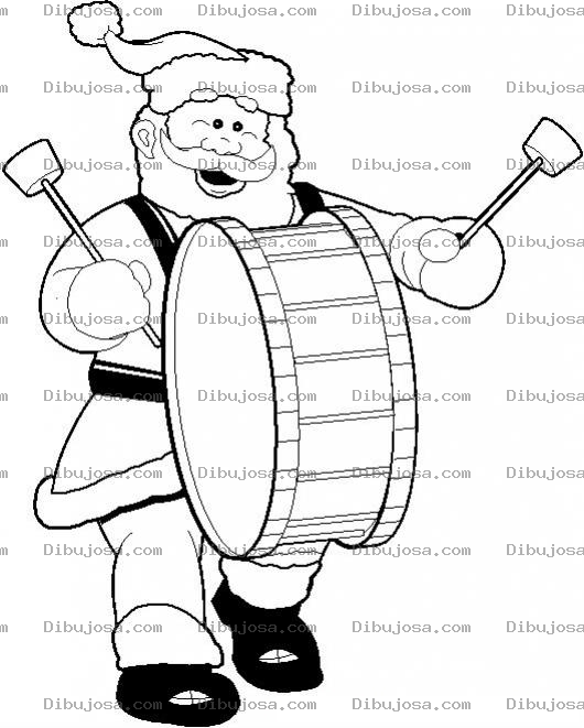 Dibujo para colorear Santa Claus Con Tambor Para Colorear A Santa Tamborista