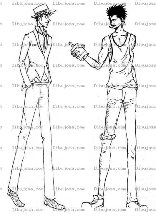 Dibujo para colorear Amigos Flacos Y Altos Para Pintar Y Colorear
