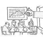 Dibujo para colorear Ventasbajas Dibujo De Una Reunion De Empresa Discutiendo La Baja En Las Ventas Para Pintar Y Colorear Ventas Bajas