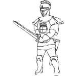 Dibujo para colorear Dibujo De Caballero Medieval Con Espada Desenvainada Para Pintar Y Colorear