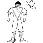 Dibujo para colorear Dibujo De Vaquero Con Sombrero Volado Al Viento Para Colorear