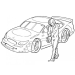 Dibujo para colorear Dibujo De Un Corredor De Autos Con Su Coche Deportivo Para Colorear Online
