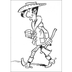 Dibujo para colorear Dibujo De Vaquero Flaco Caminando Con Un Hacha Para Pintar Y Colorear