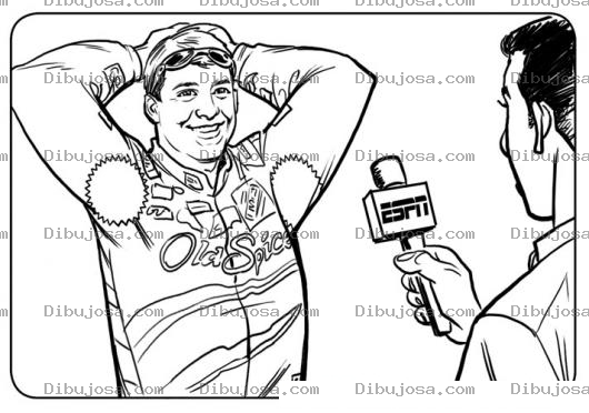 Dibujo para colorear Dibujo De Entrevista Al Ganador De Una Carrera De Carros Para Pintar Y Colorear