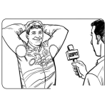 Dibujo para colorear Dibujo De Entrevista Al Ganador De Una Carrera De Carros Para Pintar Y Colorear