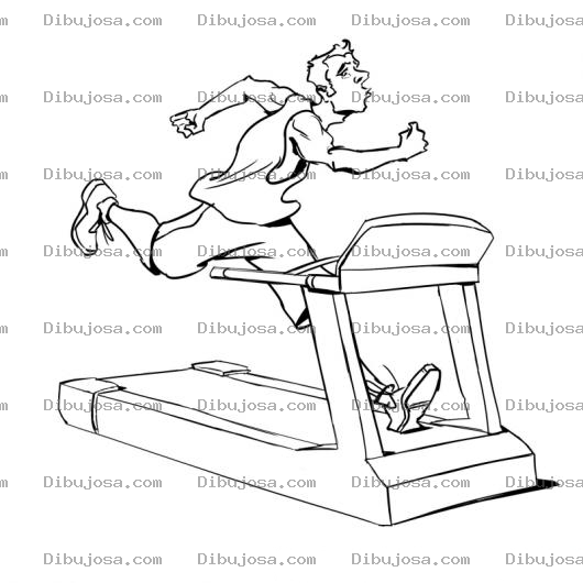 Dibujo para colorear Dibujo De Chico Corriendo A Toda Velocidad En Una Banda Sin Fin Para Pintar Y Colorear