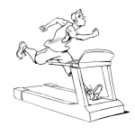 Dibujo para colorear Dibujo De Chico Corriendo A Toda Velocidad En Una Banda Sin Fin Para Pintar Y Colorear