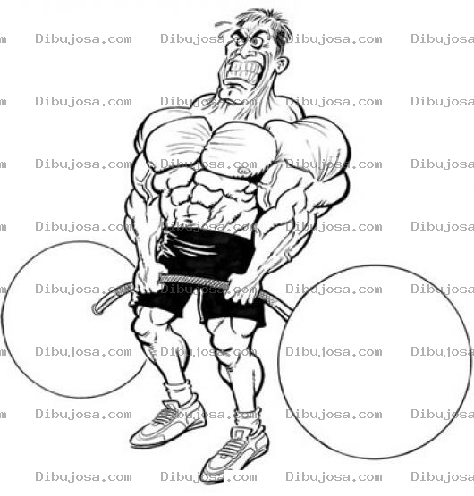 Dibujo para colorear Musculoso Levantando Pesas Para Pintar Y Colorear