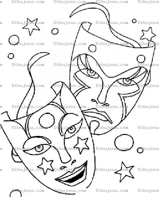 Dibujo para colorear Mascaras de Teatro para colorear