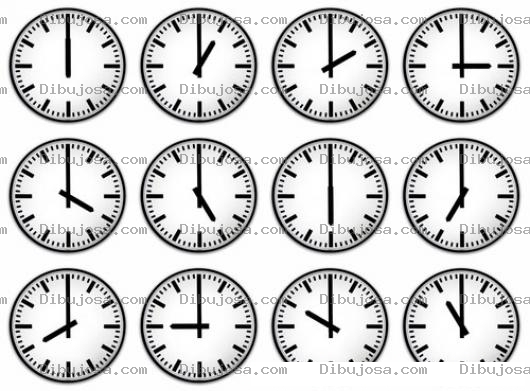 Dibujo para colorear Colorear Relojes De Agujas Con Todas Las Horas Para Pintar