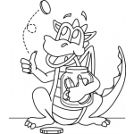 Dibujo para colorear Dragon Con Jarro De Monedas Para Pintar Y Colorear Dragoncito Jugando Con Monedas