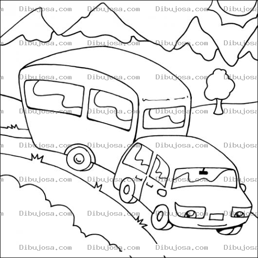 Dibujo para colorear Casarodante Dibujo De Un Carrito Remolcando Una Casa Rodante Para Pintar Y Colorear