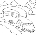 Dibujo para colorear Casarodante Dibujo De Un Carrito Remolcando Una Casa Rodante Para Pintar Y Colorear