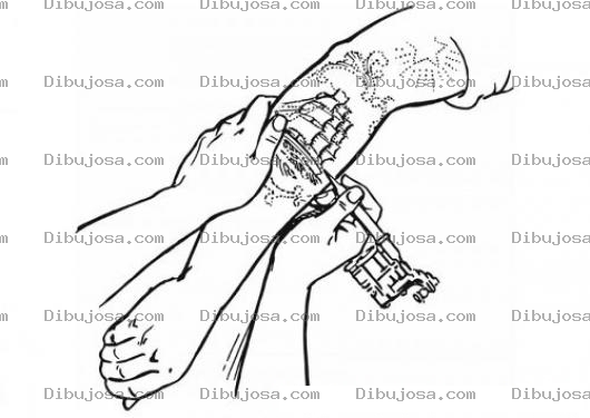Dibujo para colorear Tatuador Dibujo De Un Tatuador Profesional Tatuando Un Tatuaje De Un Barco A Un Hombre En Su Antebrazo Para Pintar Y Colorear Tattoo