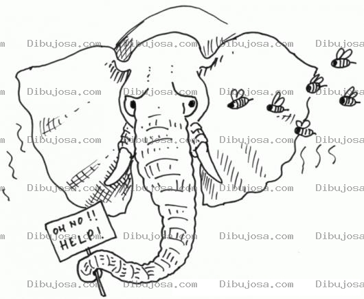 Dibujo para colorear Elefante Pidiendo Ayuda Para Colorear