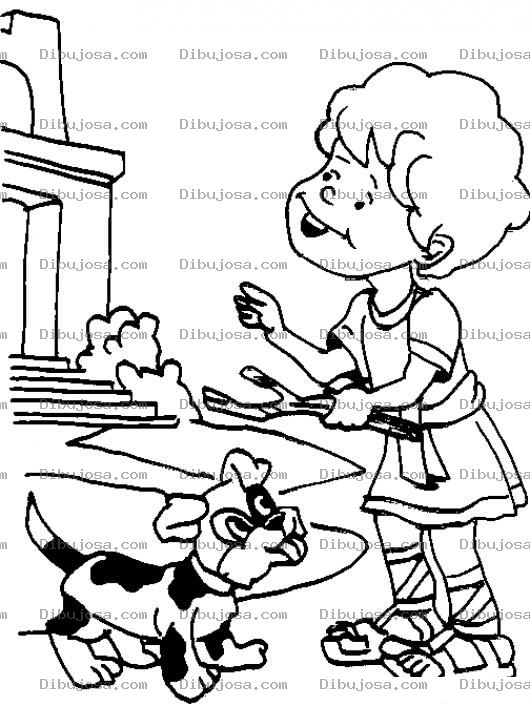 Dibujo para colorear Dibujo De Nino Jugando Con Su Perrito Para Pintar Y Colorear