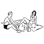 Dibujo para colorear Pareja De Novios Escuchando Una Radio En La Playa Para Pintar Y Colorear