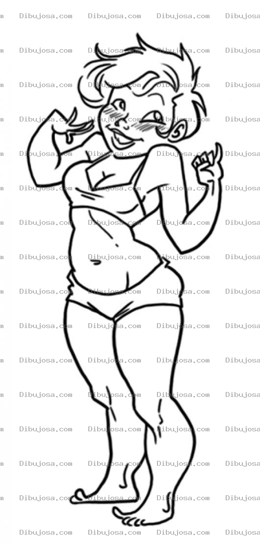 Dibujo para colorear Mujer De Baja Estatura Dibujo De Chaparrita Bonita En Traje De Bano Para Pintar Y Colorear Chaparra De Pelo Corto