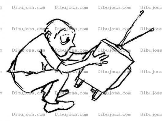 Dibujo para colorear Se Reparan Televisiones Dibujo De Tecnico Reparador De Televisores Para Pintar Y Colorear