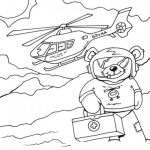 Dibujo para colorear Dibujo De Oso Paramedico Con Helicoptero Para Pintar Y Colorear