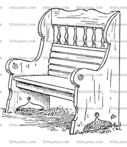 Dibujo para colorear Banca De Madera De Parque Con Soporte Lumbar Para Pintar Y Colorear