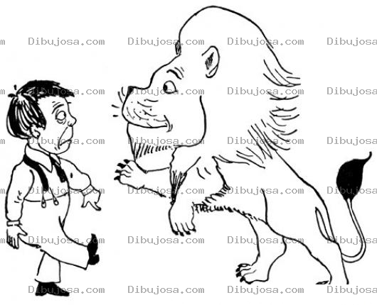 Dibujo para colorear La Tentativa Del Leon Y El Exito De Su Empresa Para Pintar Y Colorear Leon Con Un Domador De Leones
