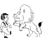 Dibujo para colorear La Tentativa Del Leon Y El Exito De Su Empresa Para Pintar Y Colorear Leon Con Un Domador De Leones