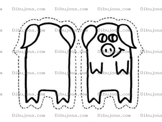 Dibujo para colorear Cerdito para Colorear y Recortar de un cochinito
