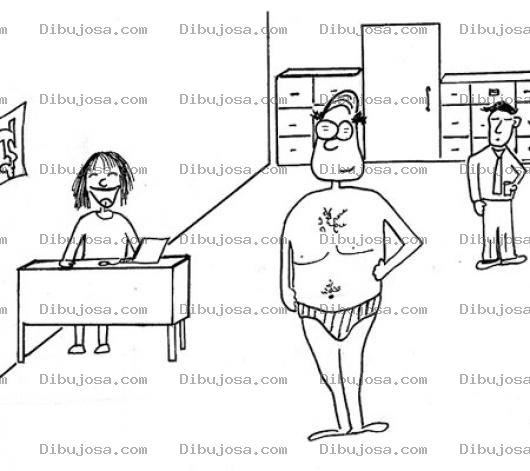 Dibujo para colorear Dibujo De Empleado De Oficina En Ropa Interior Para Pintar Y Colorear