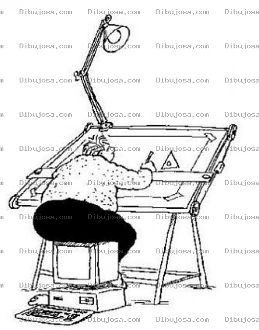Dibujo para colorear Dibujo De Arquitecto Grodo Sentado Sobre Una Computadora Para Pintar Y Colorear