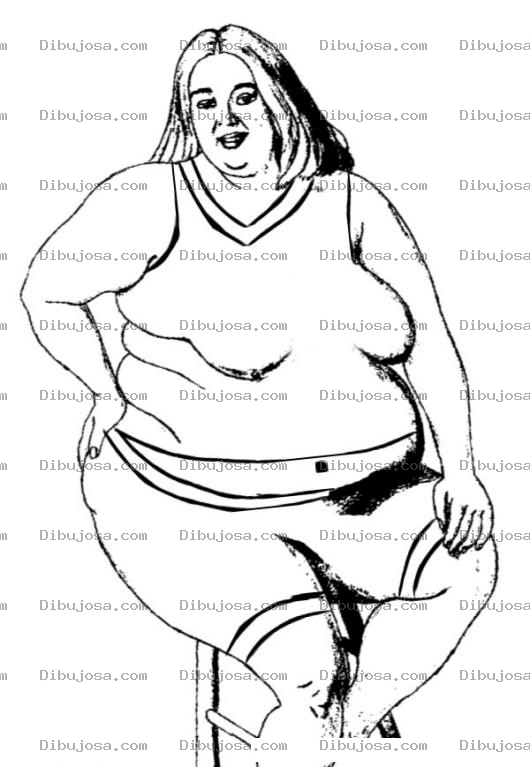 Dibujo para colorear Gordita Simpatica Dibujo De Mujer Obesa Posando Sobre Un Banco Para Pintar Y Colorear