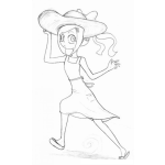 Dibujo para colorear Chica Con Sombrero De Sol Para Pintar Y Colorear