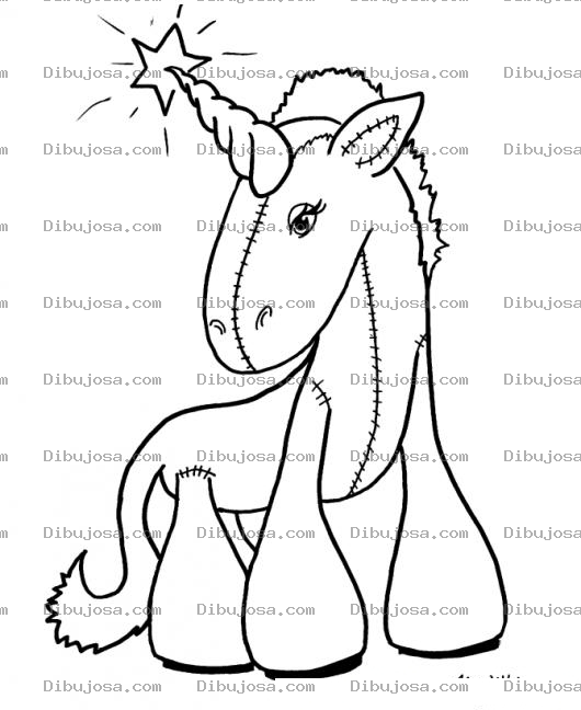 Dibujo para colorear Dibujo De Unicornio Pony Con Estrella En Cuerno Para Pintar Y Colorear