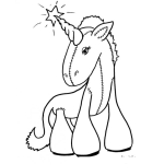 Dibujo para colorear Dibujo De Unicornio Pony Con Estrella En Cuerno Para Pintar Y Colorear