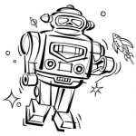 Dibujo para colorear Dibujo De Robot Con Frio Abandonado En El Espacio Para Pintar Y Colorear