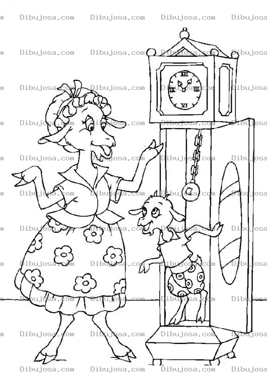 Dibujo para colorear Mama Cabrona Y Su Hijo Cabroncito  Dibujo De Cabrito Jugando A Las Escondidas Con Su Mama Cabra Para Pintar Y Colorear Cabrito Escondido En Un Reloj Esquinero