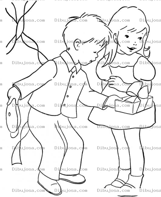 Dibujo para colorear Caballerito Dibujo De Nino Caballeroso Dando Un Regalito A Una Nina Que Le Gusta Para Pintar Y Colorear Caballerosito enamorado