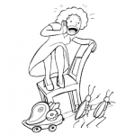 Dibujo para colorear Cucafobia Dibujo De Mujer Con Fobia A Las Cucarachas Para Pintar Y Colorear Mujer Asustada Por Dos Cucas Que Se Roban Su Comida
