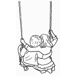 Dibujo para colorear El Primer Amor Dibujo De Pareja De Novios Abrazados En Un Columpio Para Pintar Y Colorear Amor Inocente Genuino Puro Y Sincero